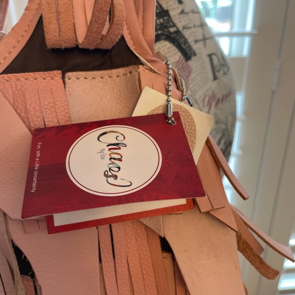 Chaos by Elsie Pink Leather Fringe Shoulder Hobo Bag - Picture 7 of 10